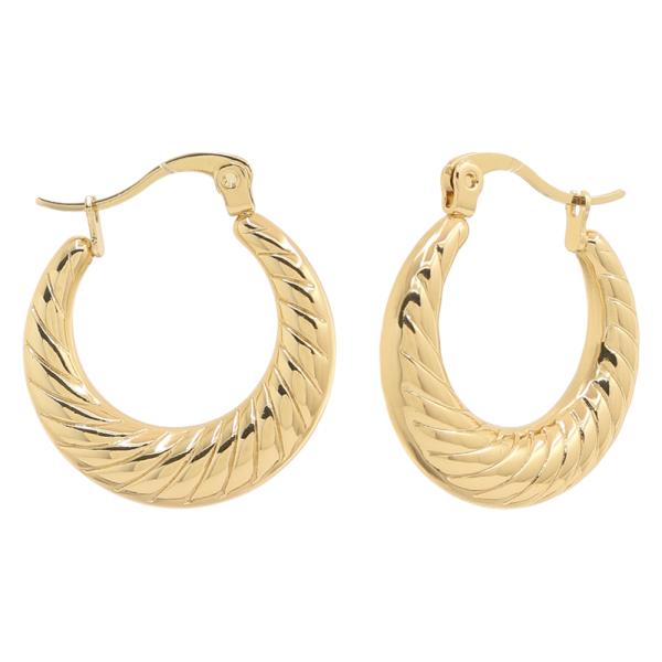 STAINLESS STEEL TEXTURED PATTERN HOOP EARRING