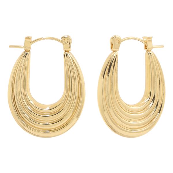 STAINLESS STEEL TEXTURED OVAL HOOP EARRING