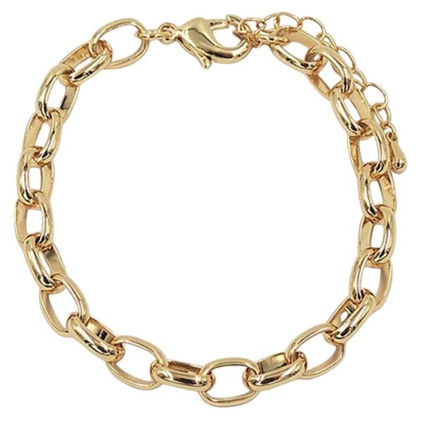 L CARD 18K GD- CHAIN LINKED BRACELET