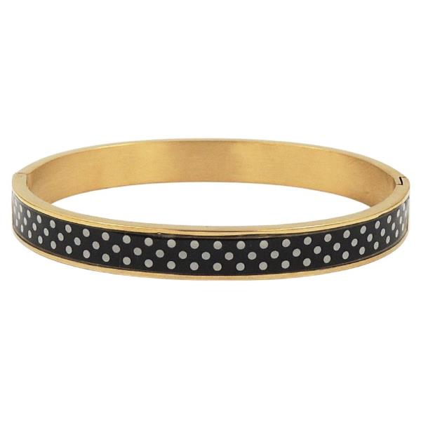 STAINLESS STEEL POLKA DOT HINGED BANGLE BRACELE