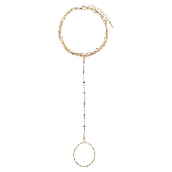PEARL STATION CHAIN HAND BRACELET