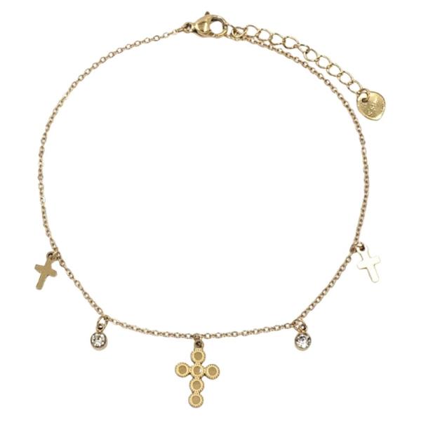 STAINLESS STEEL CROSS CHARM  ANKLET