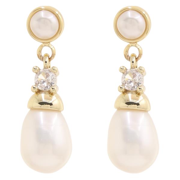 18K PEARL DANGLE EARRING