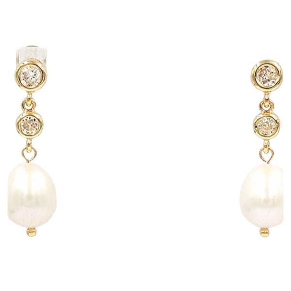 BEZEL CZ LINEAR DROP EARRING