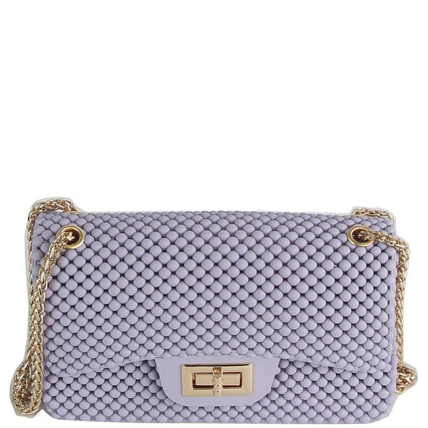 MODERN BEAD TEXTURED TURN LOCK CROSSBODY BAG