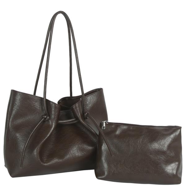 2IN1 RETRO STYLISH SHOULDER TOTE BAG W ZIPPER POUCH