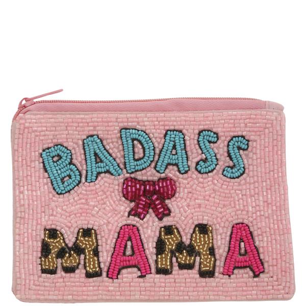 SEED BEAD BADASS MAMA COIN PURSE