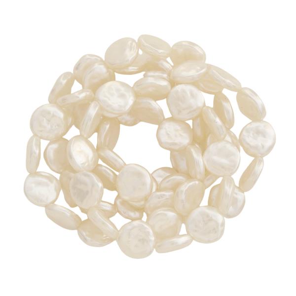 MADE OF SEVERAL ROWS OF FLAT CREAM PEARLS STRETCH CUFF BRACELET