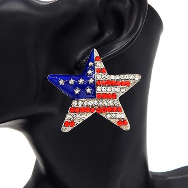 USA RHINESTONE STAR SHAPED EARRING