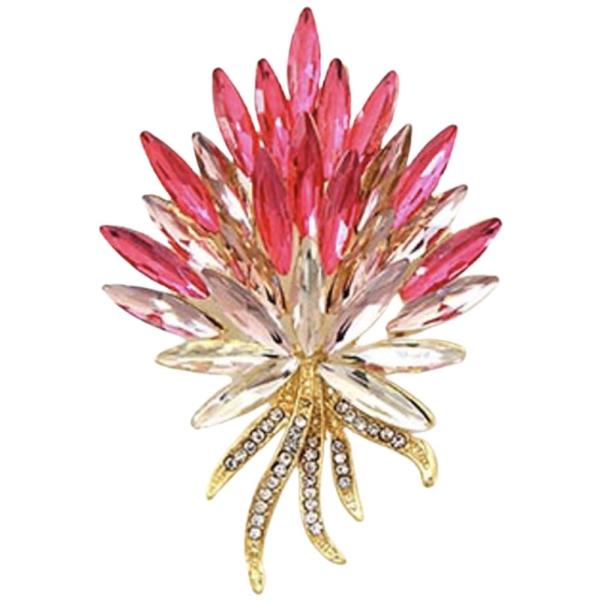 RHINESTONE AND GLASS FLOWER BROOCH