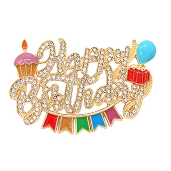 HAPPY BIRTHDAY" BROOCH CUPCAKE, A BALLOON, AND MULTI COLORED BUNTING