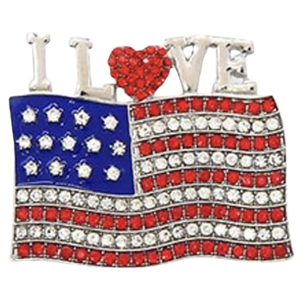 I LOVE AMERICAN FLAG THEME BROOCH