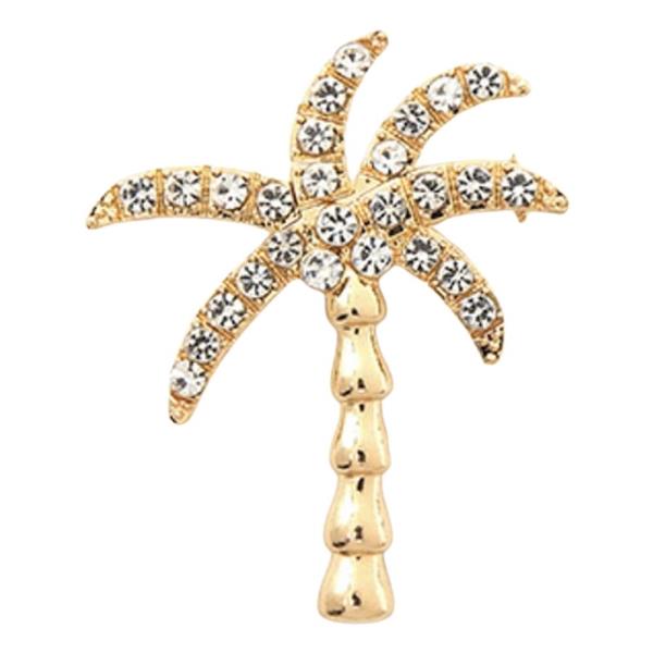 COCONUT TREE RHINESTONE BROOCH