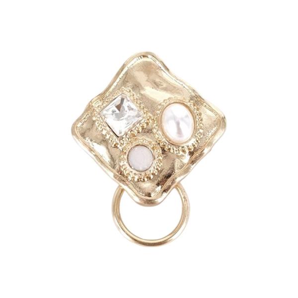 DOOR KNOCKER STYLE METAL PEARL BROOCH