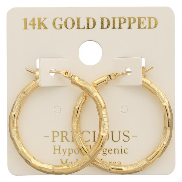 14K GOLD DIPPED HAMMERED TEXTURE HOOP EARRING