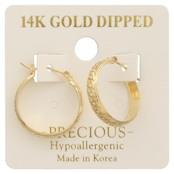 14K GOLD DIPPED TEXTURED HOOP EARRING