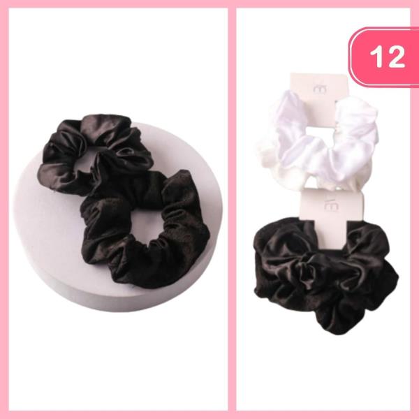 EMBROIDERED SILK SCRUNCHIE SET (12 UNITS)