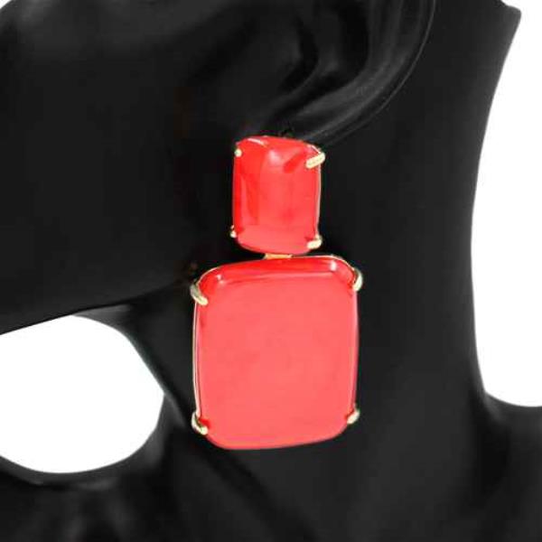 RESIN RECTANGLE DROP EARRING