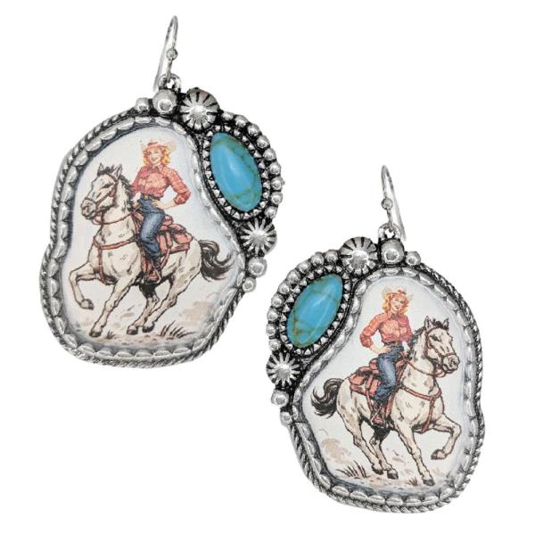 WESTERN COWGIRL HAND STONE EARRINGS