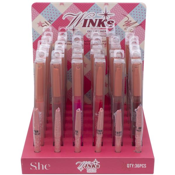 SHE MAKEUP WINKS GEL LIP LINER (36 UNITS)
