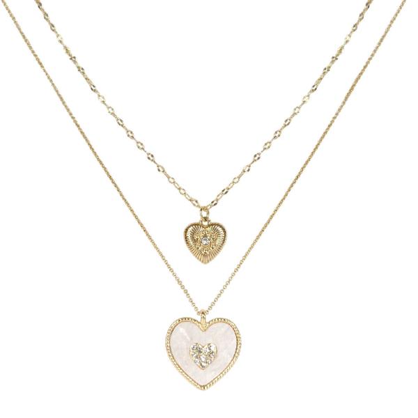 CZ HEART DOUBLE LAYERED NECKLACE