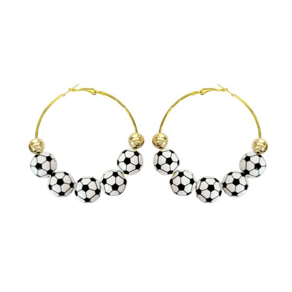60MM SOCCER BEAD HOOP EARRING