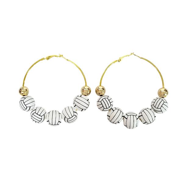 60MM VOLLEYBALL BEAD HOOP EARRING