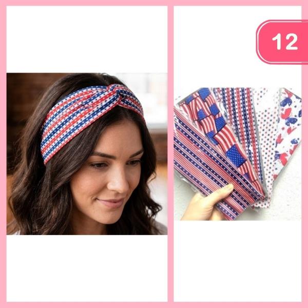 PATRIOTIC KNOTTED HEADBAND (12 UNITS)