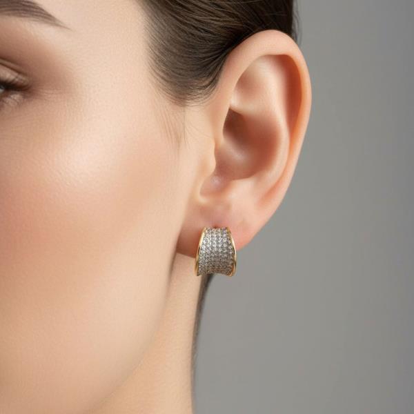 14K GOLD DIPPED MICRO PAVE WIDE HOOPS