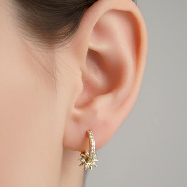 14K GOLD DIPPED CELESTIAL STAR CHARM HUGGIES