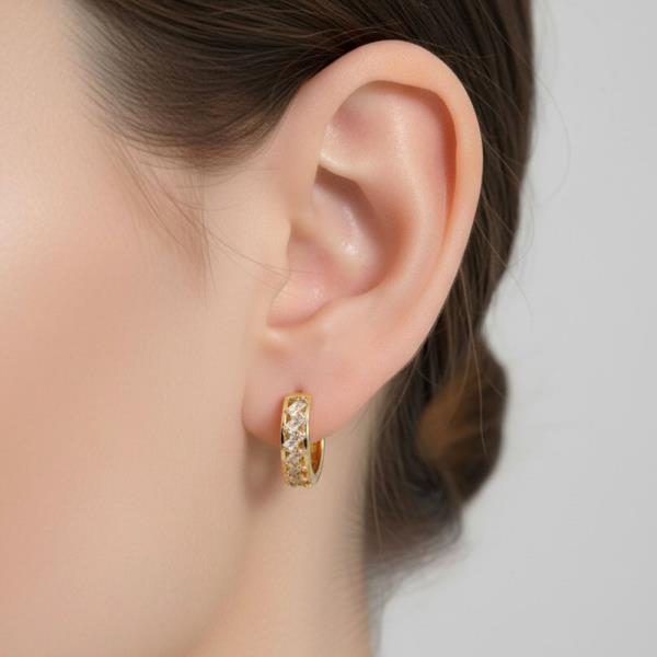 14K GOLD DIPPED LUXURY BAGUETTE HOOP EARRINGS