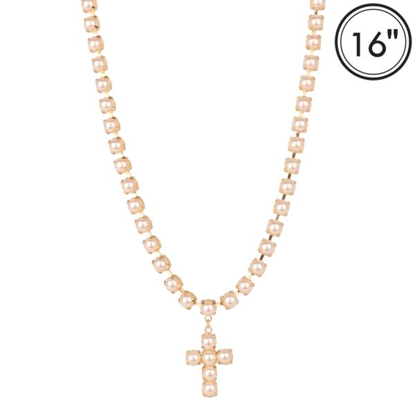 PEARL CROSS NECKLACE