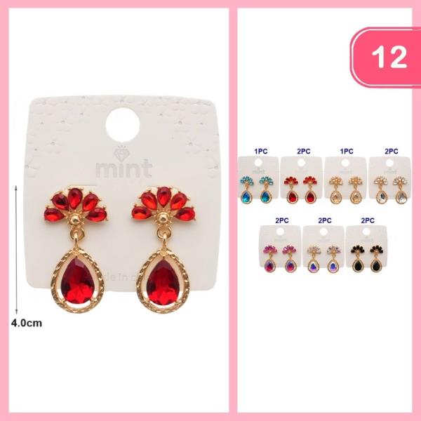 RHINESTONE DANGLE EARRINGS (12 UNITS)