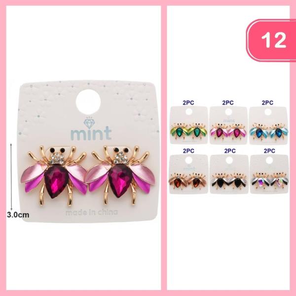 RHINESTONE BEE POST EARRINGS (12 UNITS)
