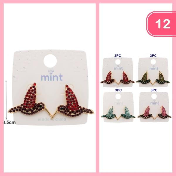 RHINESTONE HUMMINGBIRDS POST EARRING (12 UNITS)