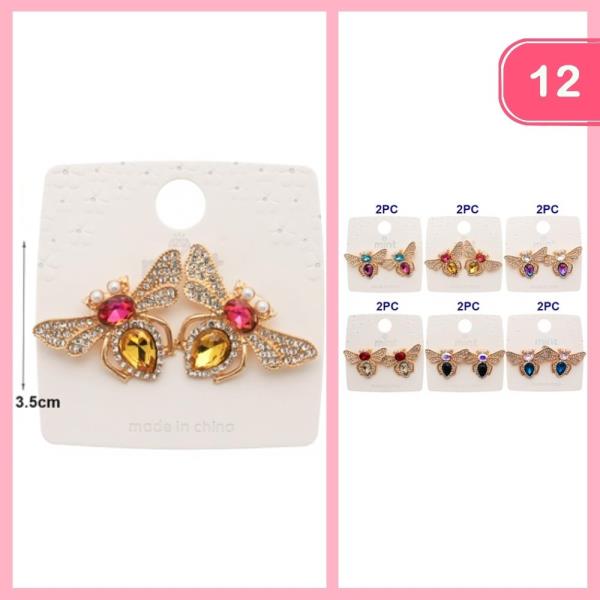 RHINESTONE POST BEE POST EARRINGS (12 UNITS)