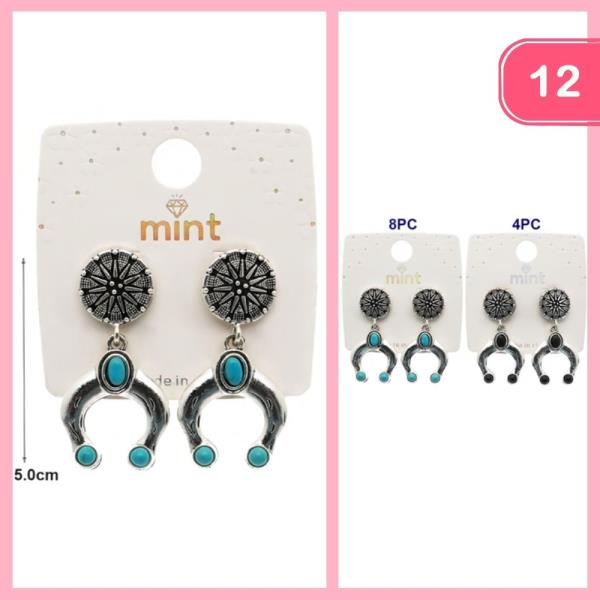 WESTERN STYLE HORSE SHOE DANGLE EARRINGS (12 UNITS)