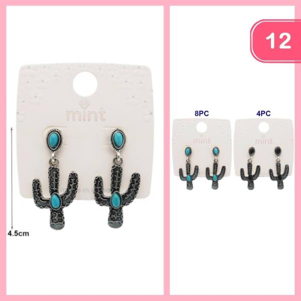 WESTERN STYLE CACTUS EARRINGS (12 UNITS)