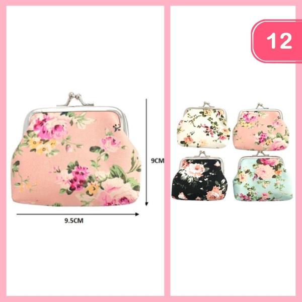 FLORAL PRINT COIN PURSE LOCK CLASP COIN PURSE (12 UNITS)