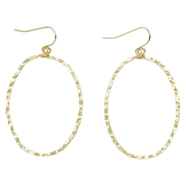 HAMMERED METAL OVAL EARRING
