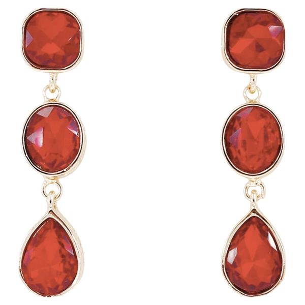 FACETED STONE LINEAR DROP EARRING