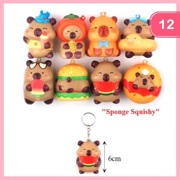 CAPYBARA SPONGE SQUISHY KEYCHAIN  (12 UNITS)