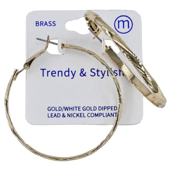BRASS PIN CATCH HOOP EARRINGS