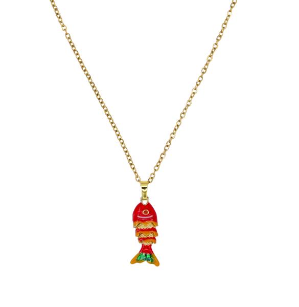 MOVEABLE FISH STAINLESS STEEL CHAIN NECKLACE
