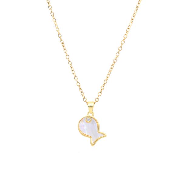 MOP FISH STAINLESS STEEL CHAIN NECKLACE