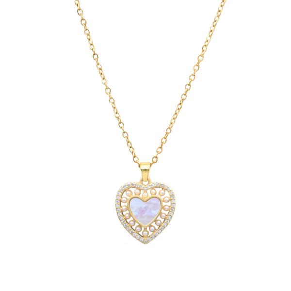 MOP HEART PENDANT NECKLACE