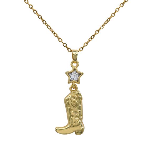 COWBOY BOOT STAINLESS STEEL NECKLACE