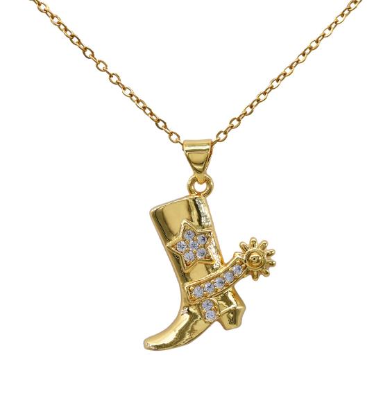 COWBOY BOOT STAINLESS STEEL NECKLACE