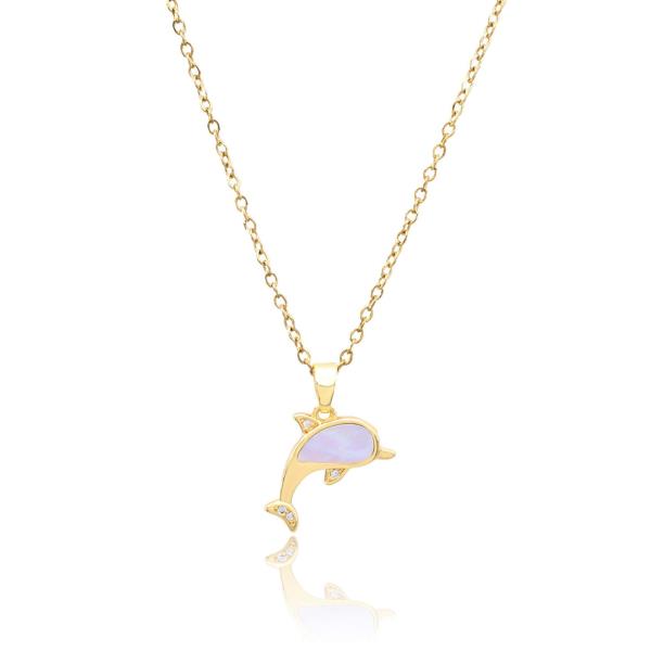 DOLPHIN MOP PENDANT STAINLESS STEEL NECKLACE