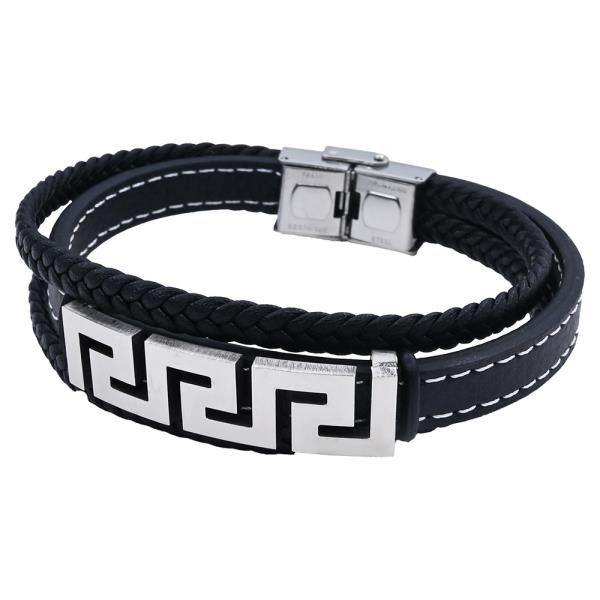 STAINLESS STEEL LEATHER BRACELET
